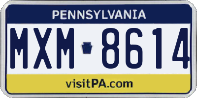 PA license plate MXM8614