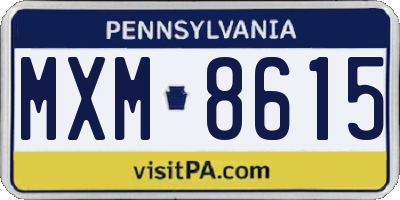 PA license plate MXM8615