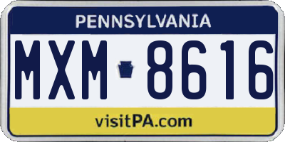 PA license plate MXM8616