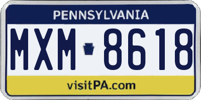 PA license plate MXM8618