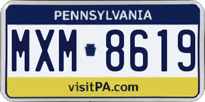 PA license plate MXM8619