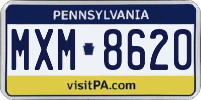 PA license plate MXM8620