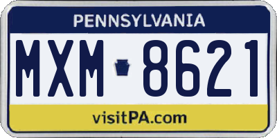 PA license plate MXM8621