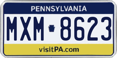 PA license plate MXM8623
