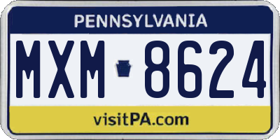 PA license plate MXM8624