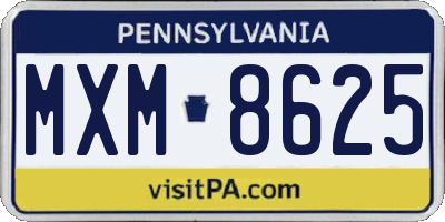 PA license plate MXM8625