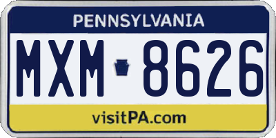 PA license plate MXM8626