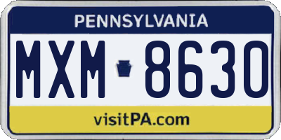 PA license plate MXM8630