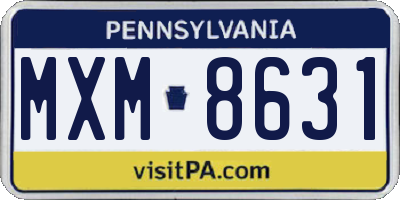 PA license plate MXM8631