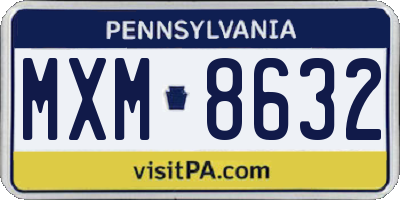 PA license plate MXM8632