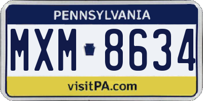 PA license plate MXM8634