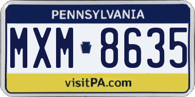 PA license plate MXM8635