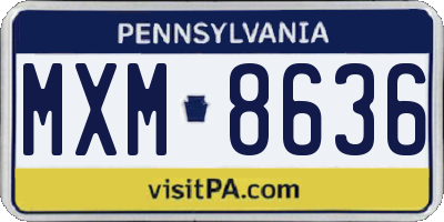 PA license plate MXM8636