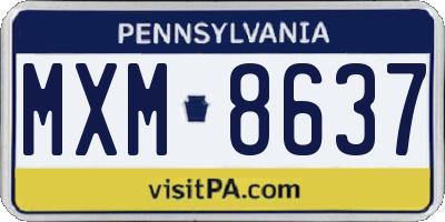 PA license plate MXM8637