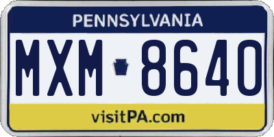 PA license plate MXM8640