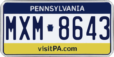 PA license plate MXM8643