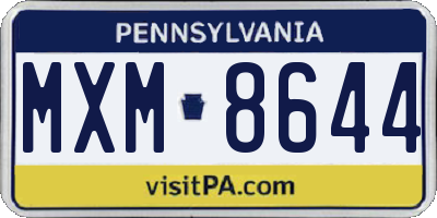 PA license plate MXM8644