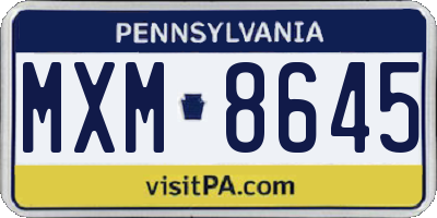 PA license plate MXM8645