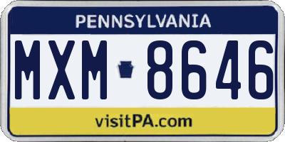 PA license plate MXM8646