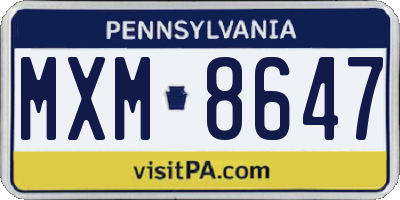 PA license plate MXM8647
