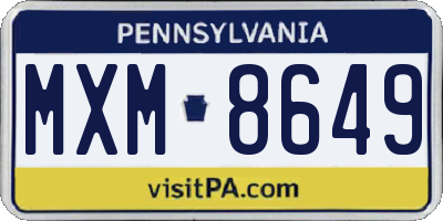 PA license plate MXM8649