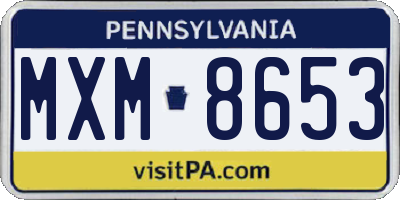 PA license plate MXM8653