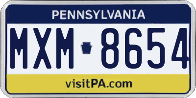 PA license plate MXM8654