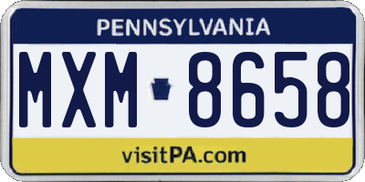 PA license plate MXM8658