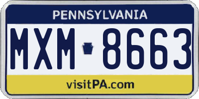 PA license plate MXM8663
