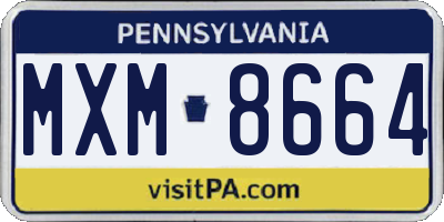 PA license plate MXM8664