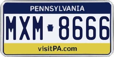 PA license plate MXM8666