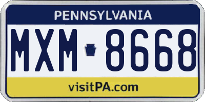 PA license plate MXM8668