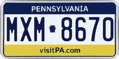 PA license plate MXM8670