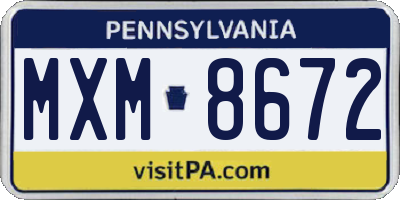 PA license plate MXM8672