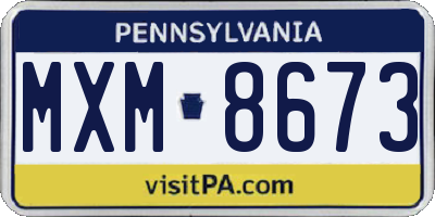 PA license plate MXM8673