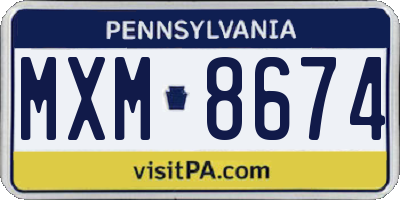PA license plate MXM8674