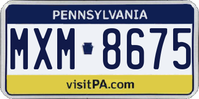 PA license plate MXM8675