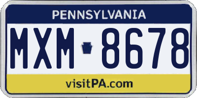 PA license plate MXM8678