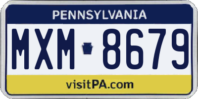 PA license plate MXM8679