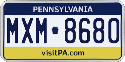 PA license plate MXM8680