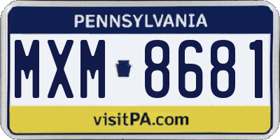 PA license plate MXM8681