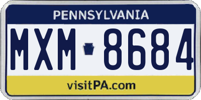 PA license plate MXM8684
