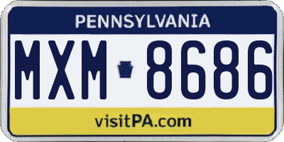 PA license plate MXM8686