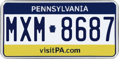 PA license plate MXM8687