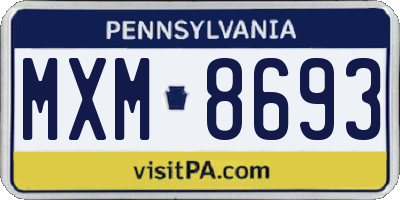 PA license plate MXM8693