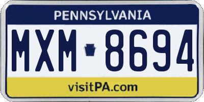 PA license plate MXM8694
