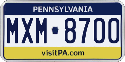 PA license plate MXM8700
