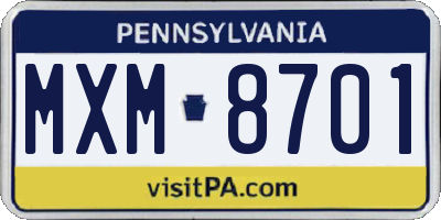 PA license plate MXM8701