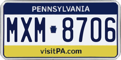 PA license plate MXM8706