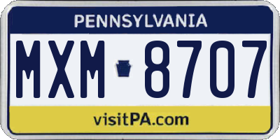 PA license plate MXM8707